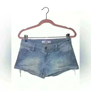 Hollister Slight Distressed Cuffed Light Wash Low Rise Mini Shorts